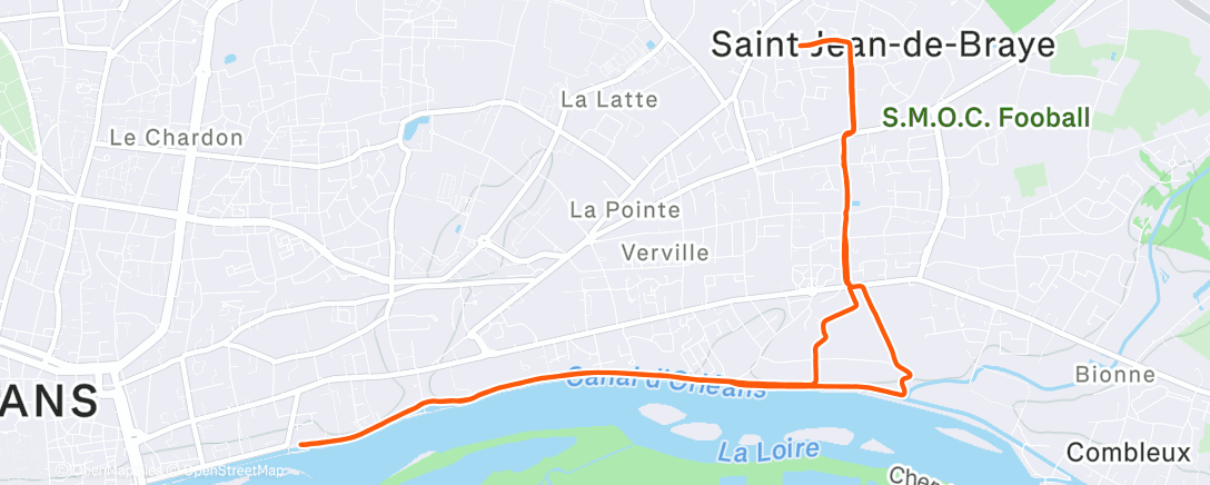 Map of the activity, Course à pied le matin