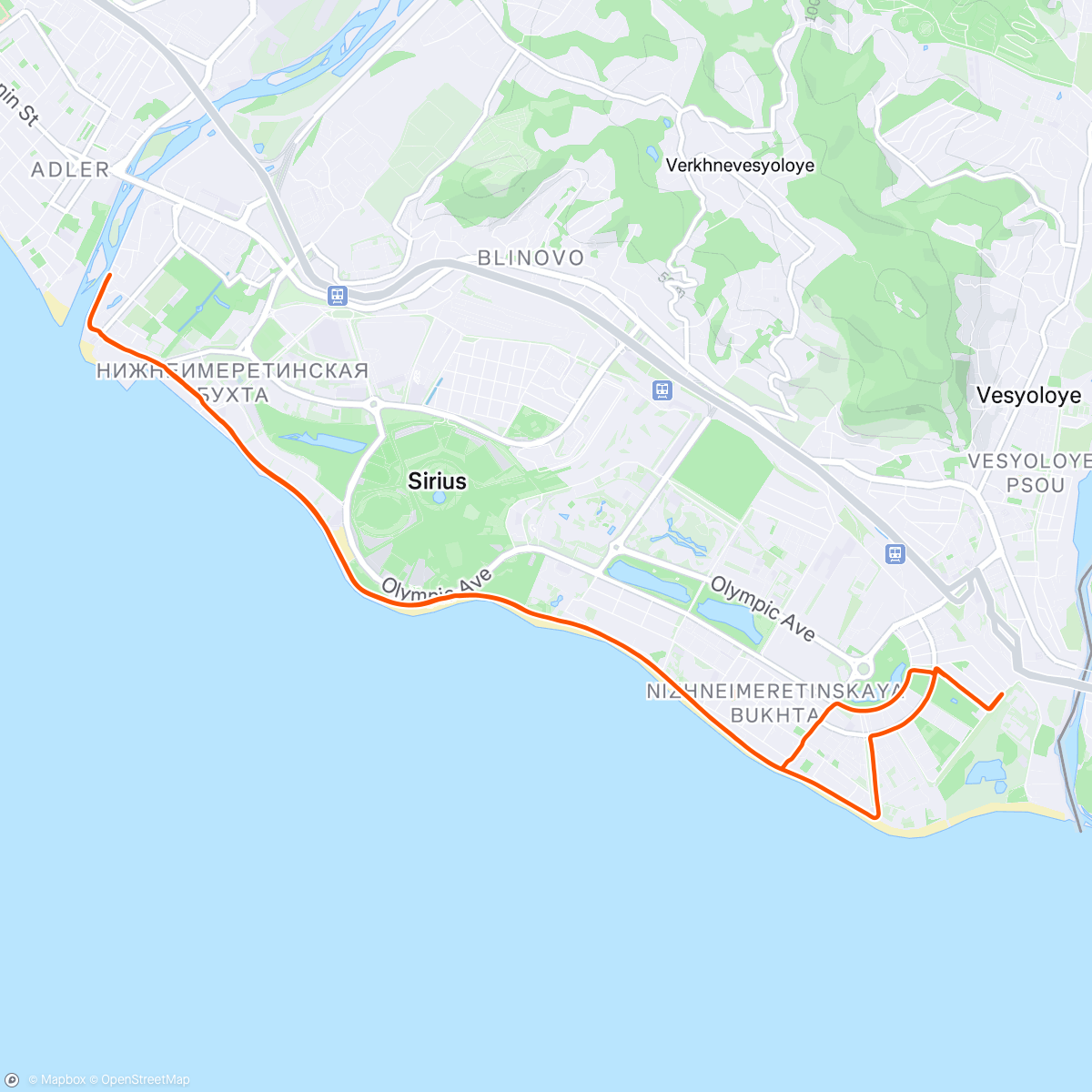 Map of the activity, Длительная - Сириус набережная