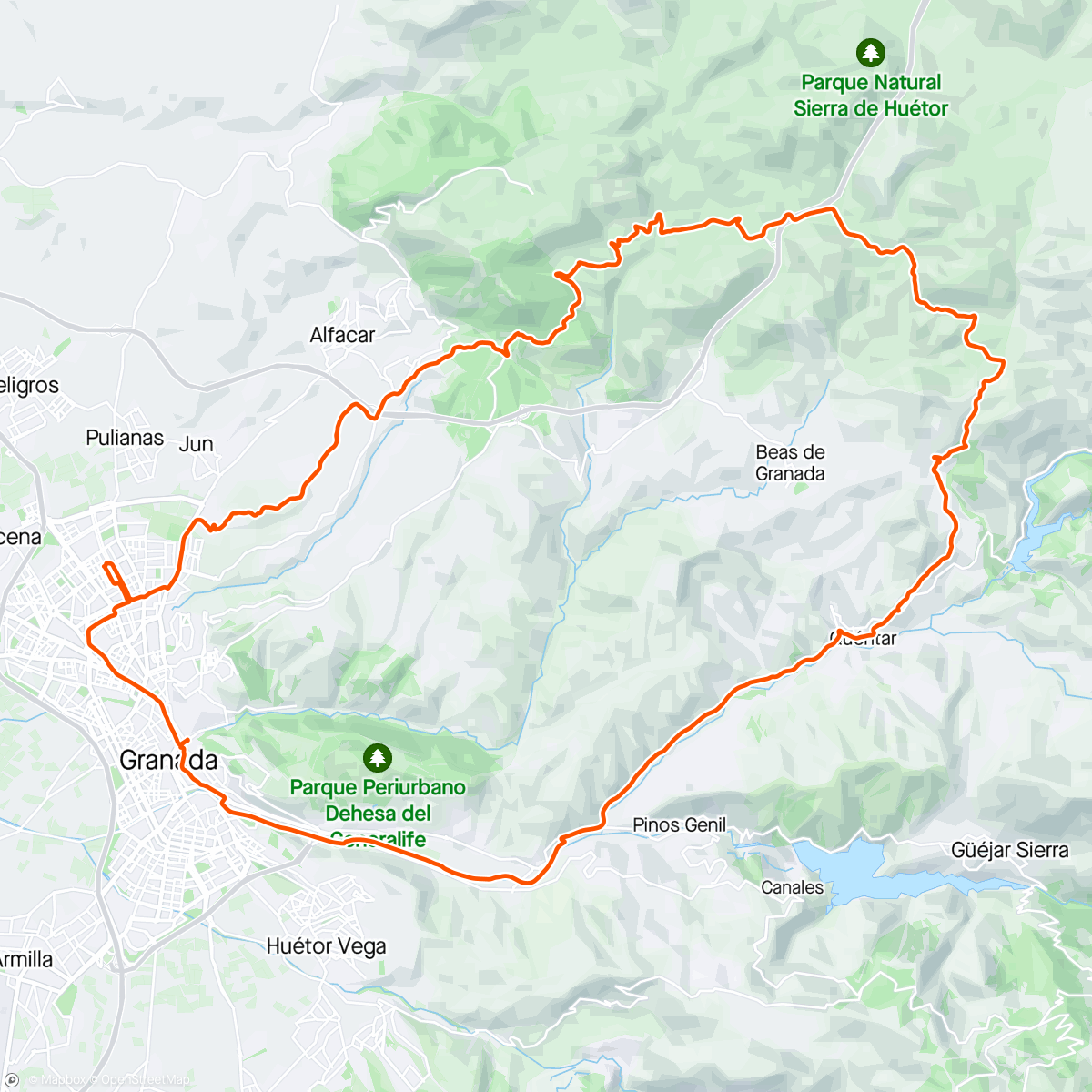 Map of the activity, Vuelta a sierra de Huétor.  Camino la Cerrada, Quentar.🤗👍
