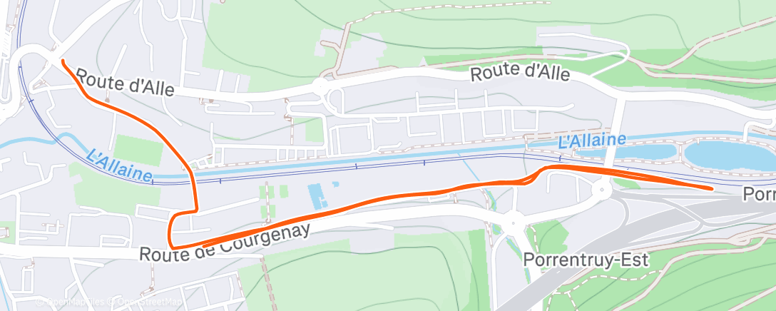 Map of the activity, Afternoon Run