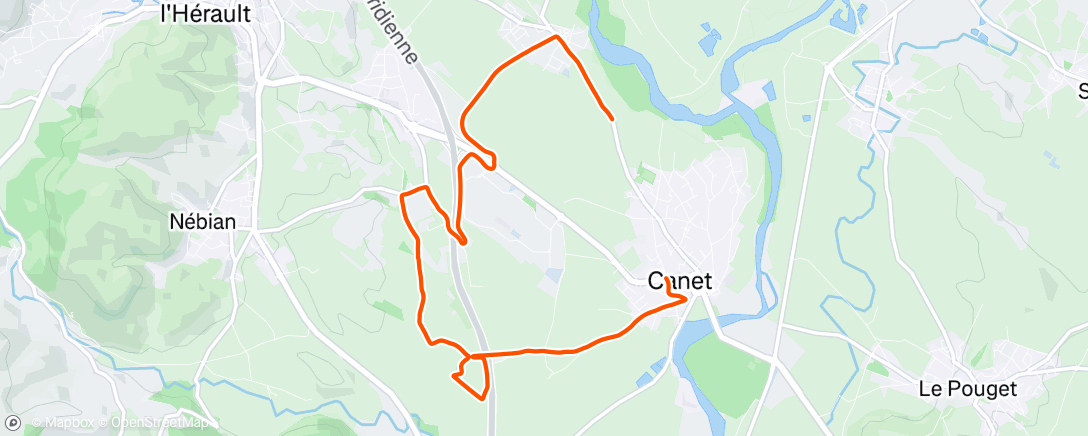 Map of the activity, Course à pied le midi