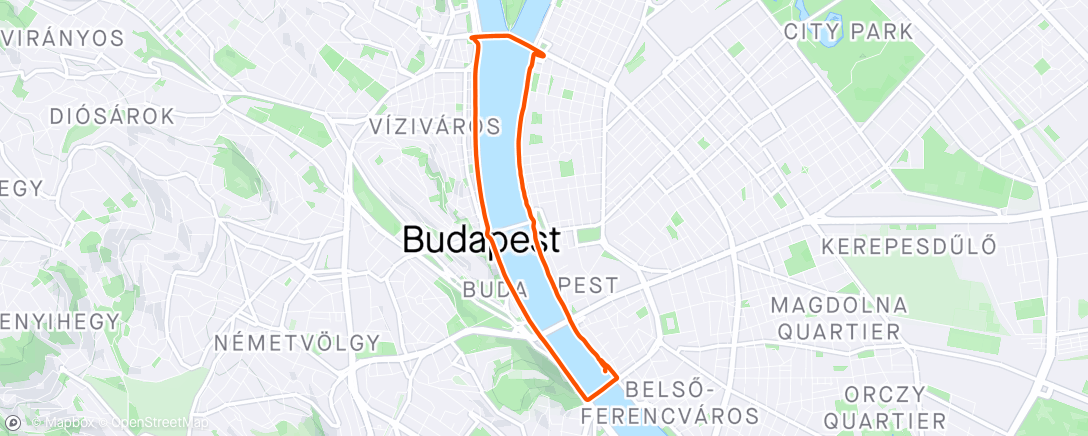Map of the activity, Budapest two bridges