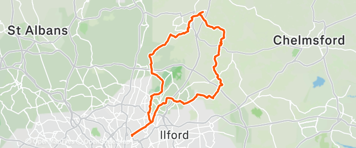 Route map for HARLOW – MAYFIELD FARM BAKERY – G1/2 56MI 2175FT G3 46MI 1550FT
