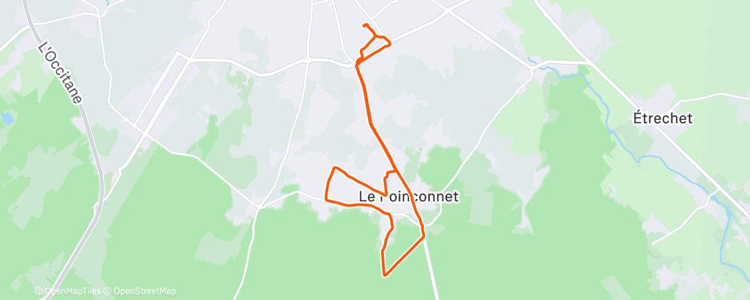 Map of the activity, Course à pied dans l'après-midi