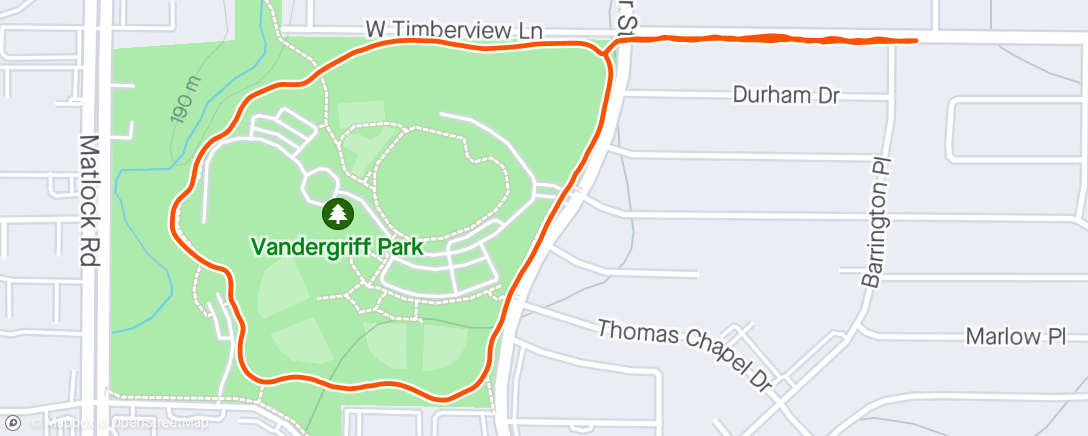 Map of the activity, Interval Run Around the Park