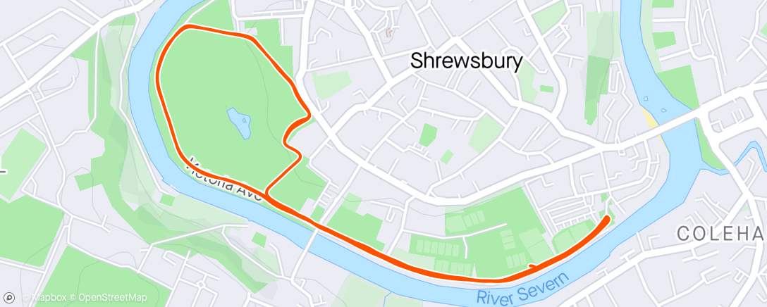 Map of the activity, Shrewsbury parkrun with Sarah and the boys