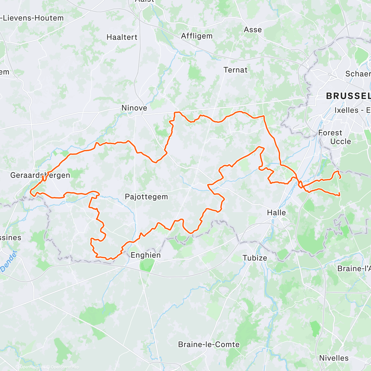 Map of the activity, Lunch Ride