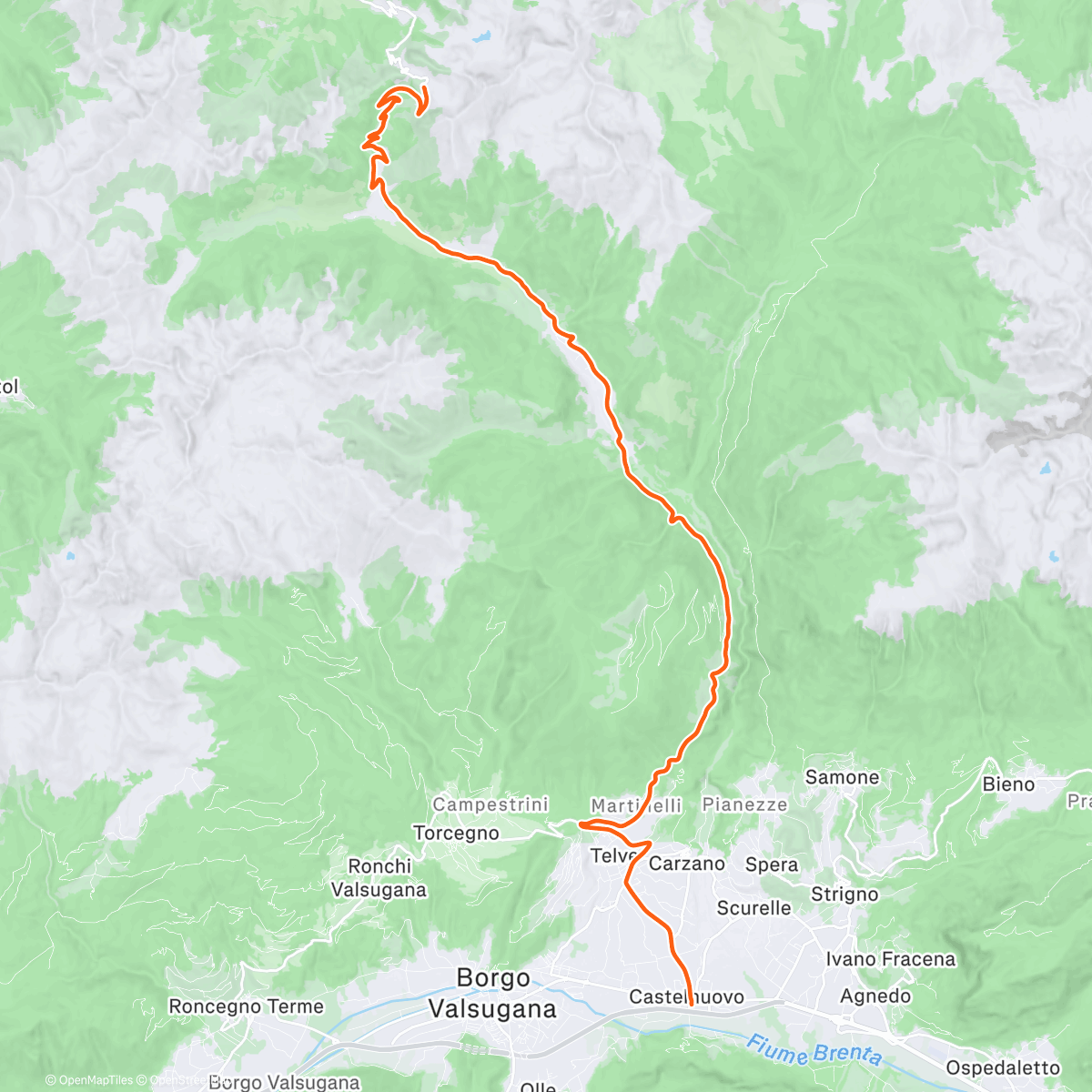 Map of the activity, ROUVY - Passo Manghen Downhill