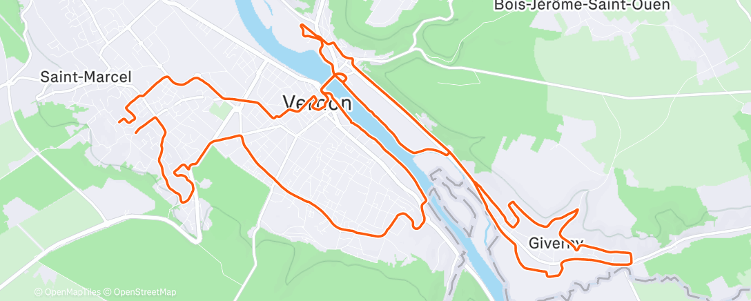 Map of the activity, Course à pied le matin