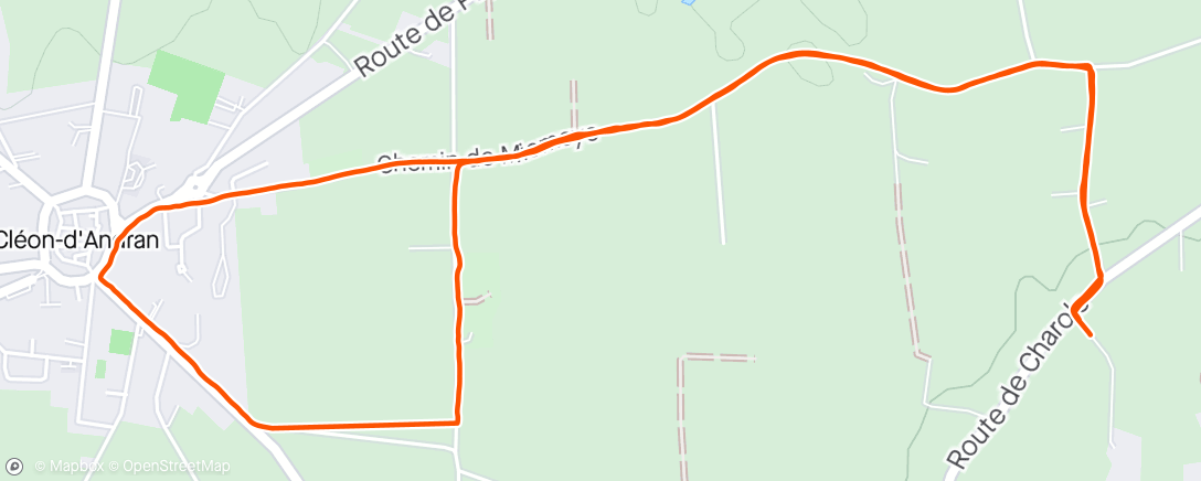 Map of the activity, Course à pied le soir