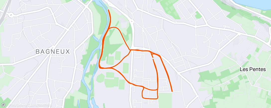 Map of the activity, Entraînement avec fractionné 6x3' avec r 2'