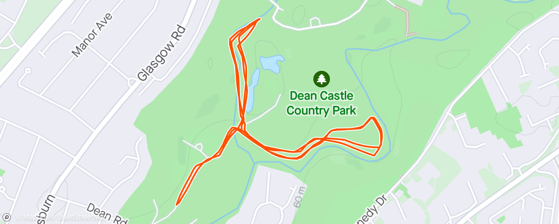 Map of the activity, Deanpark Parkrun