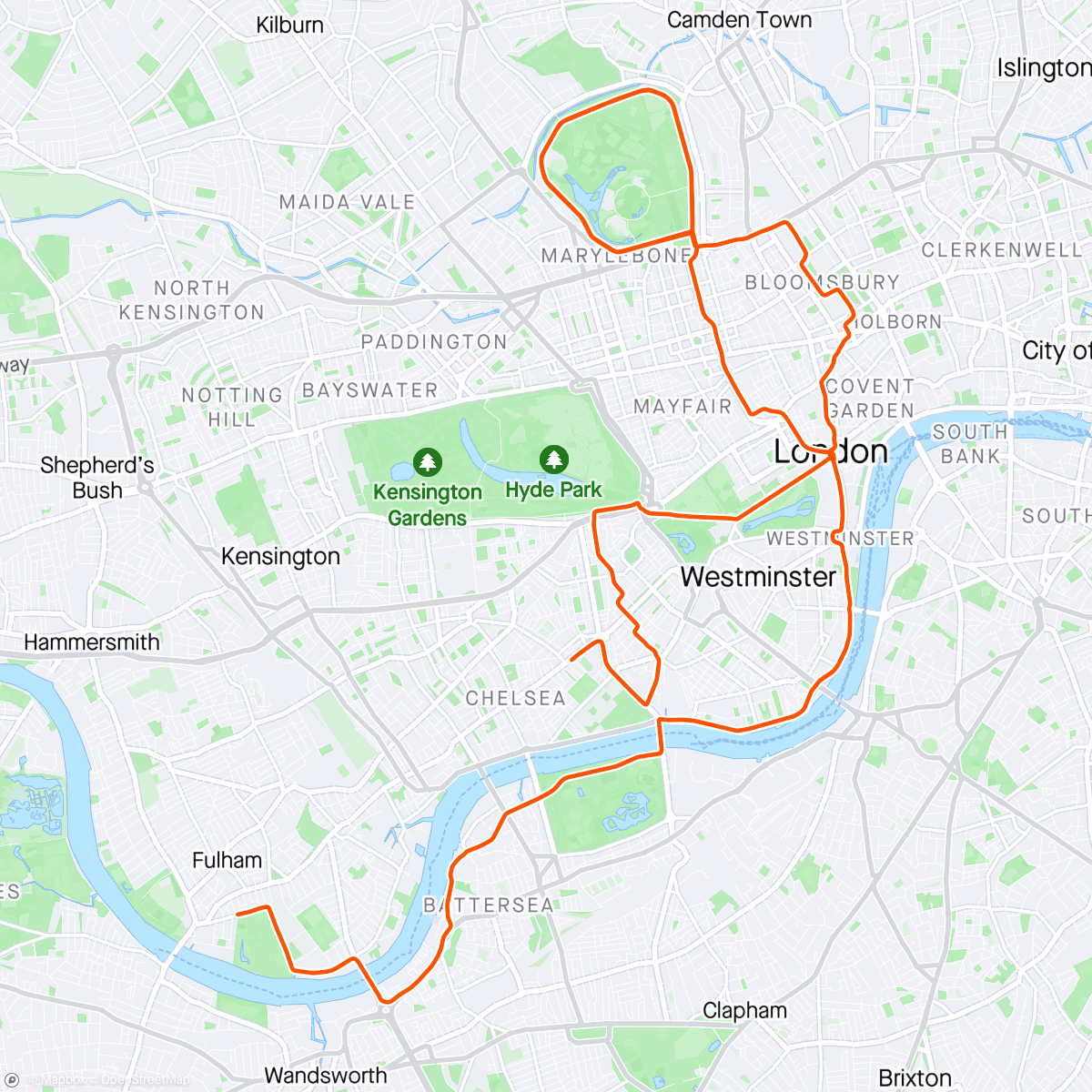 Mapa da atividade, ROUVY - Regents Park - London