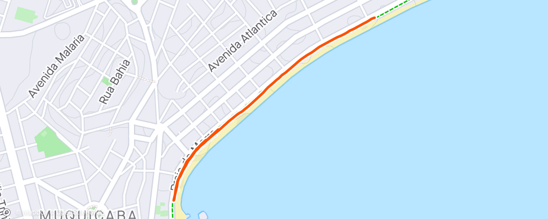 Map of the activity, Corrida da tarde (Tiros 300m x 1min)