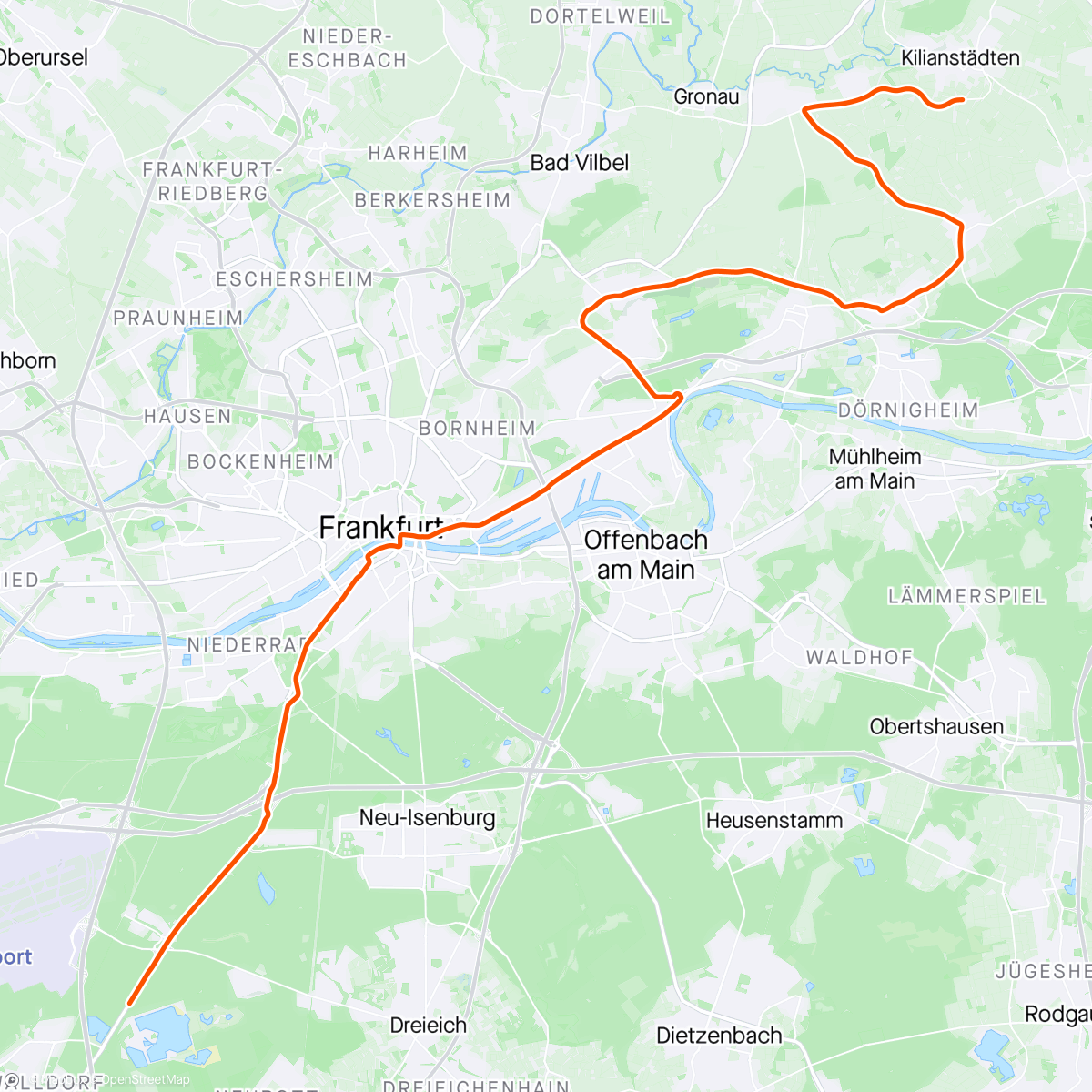 Map of the activity, ROUVY - Frankfurt | Darmstadt - Waldsee - Niederdorfelden