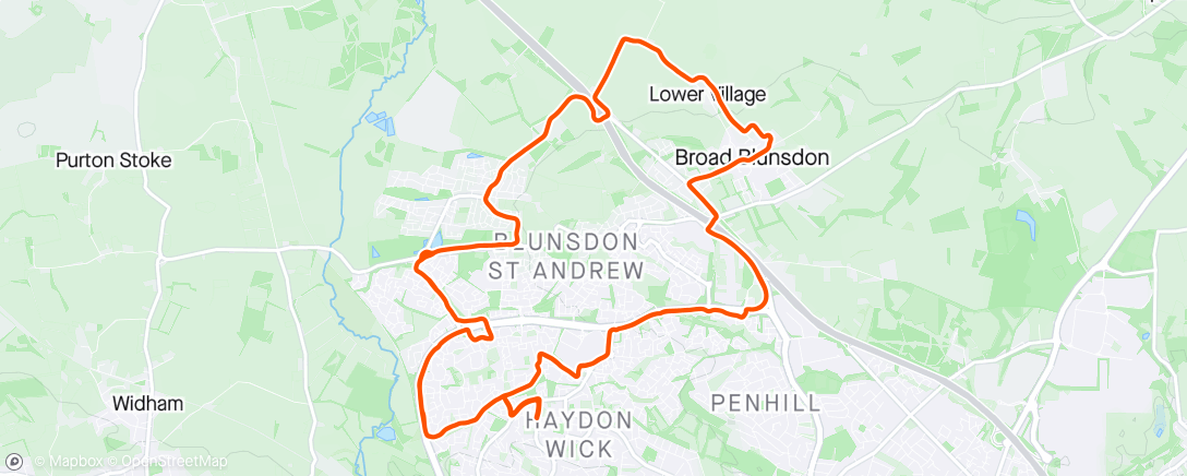 Map of the activity, Midweek Evening Ride