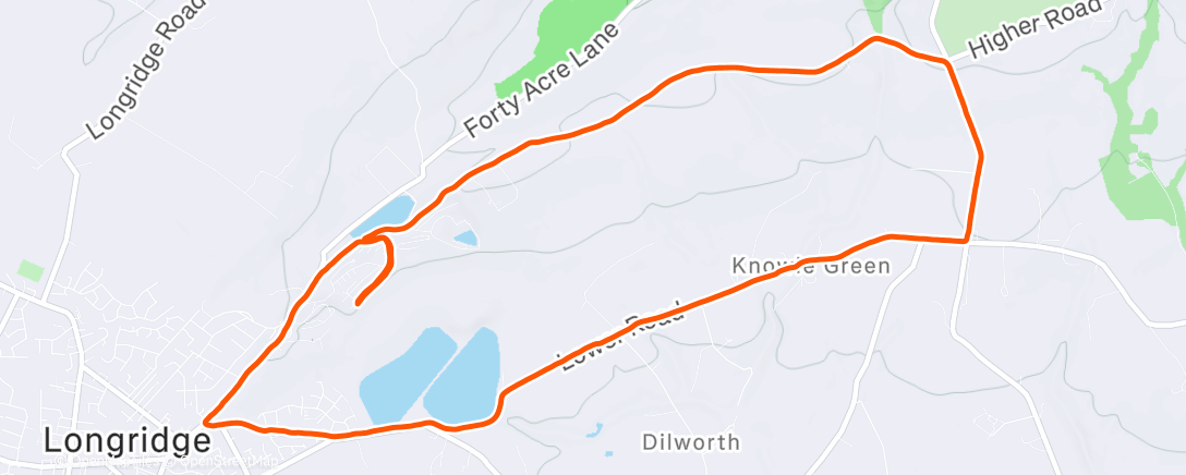 Карта физической активности (Run Streak Day 12 - Knowle Green / Longridge Loop)
