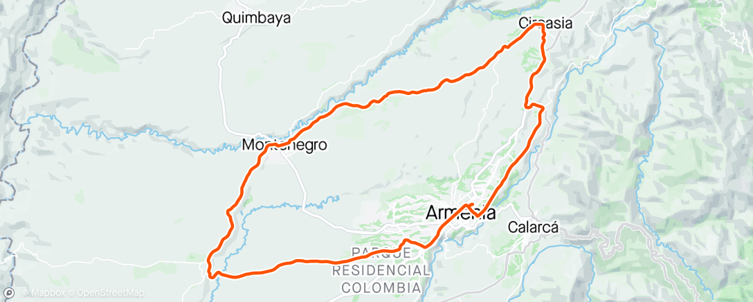 Map of the activity, Morning Ride Pueblo Tapao- Montenegro - Circasia - Axm