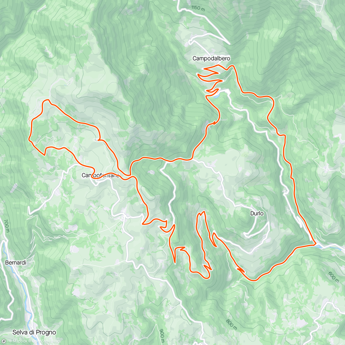 Map of the activity, Campofontana - Rif. M.te Torla - Campodalbero
