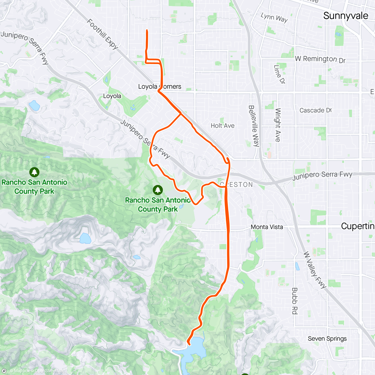 Map of the activity, Stevens Creek Res