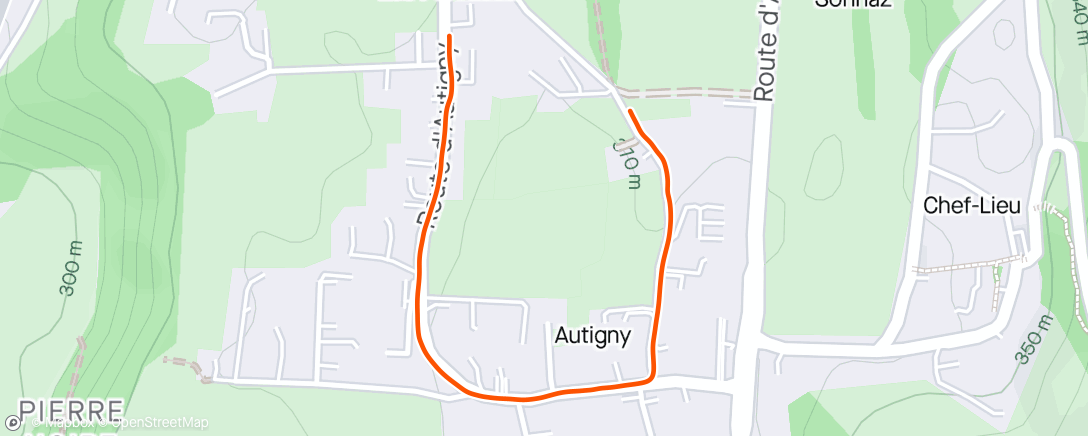 Map of the activity, Course à pied le matin