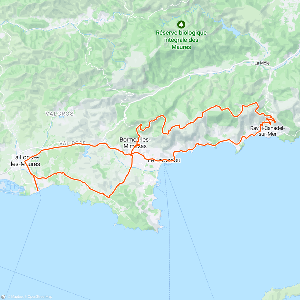 Map of the activity, Sortie col du canadel, route des crêtes