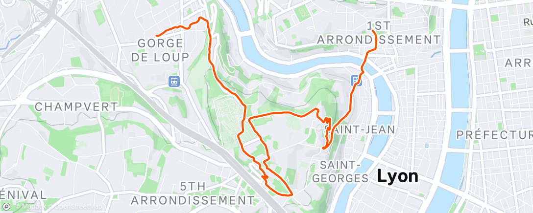 Map of the activity, Afternoon Run