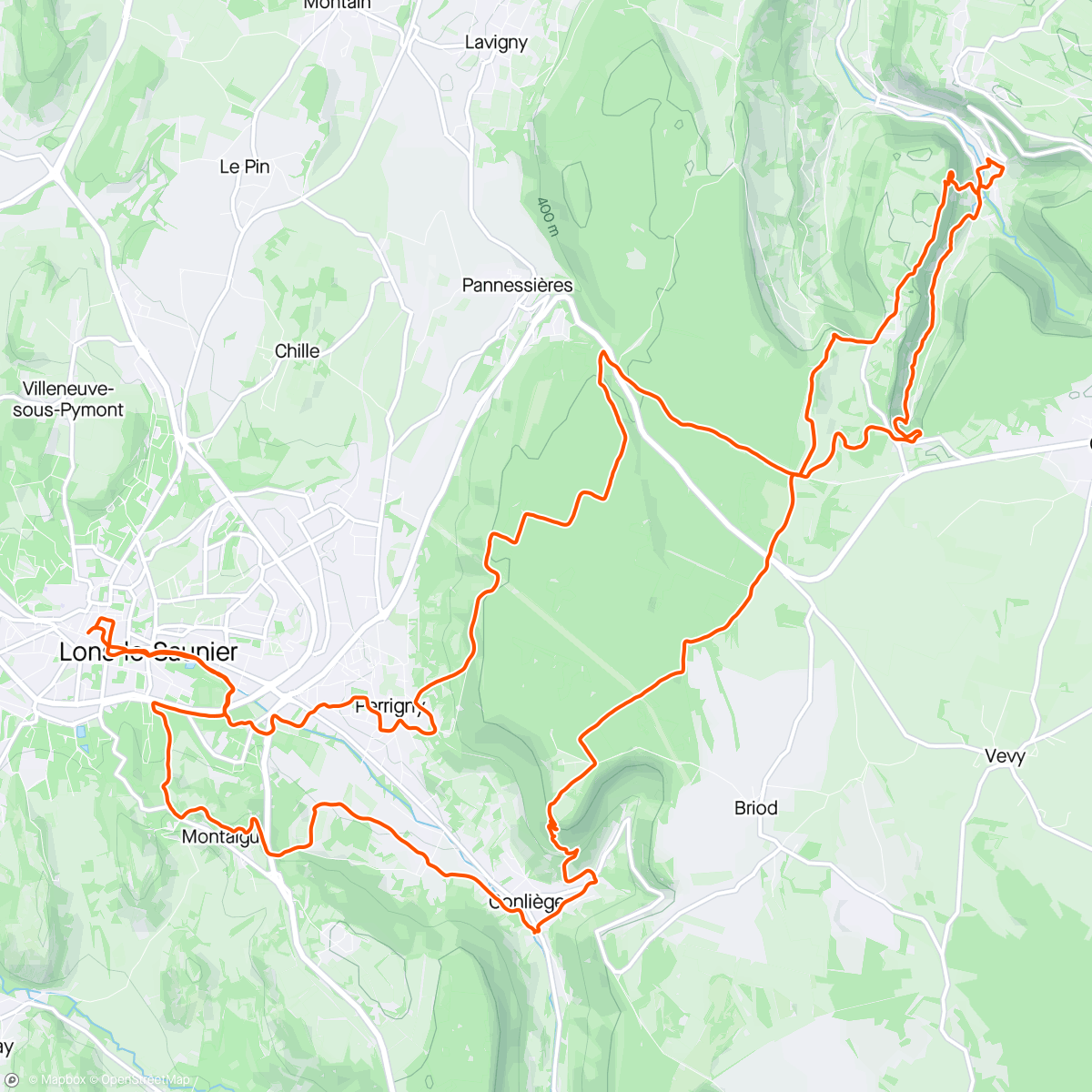 アクティビティ「Trail des Reculées 34K」の地図