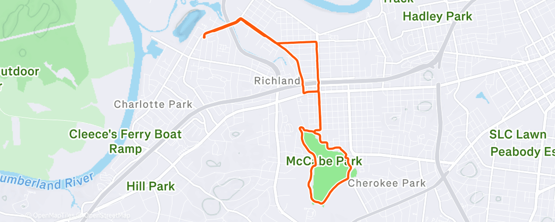 Map of the activity, Afternoon Run