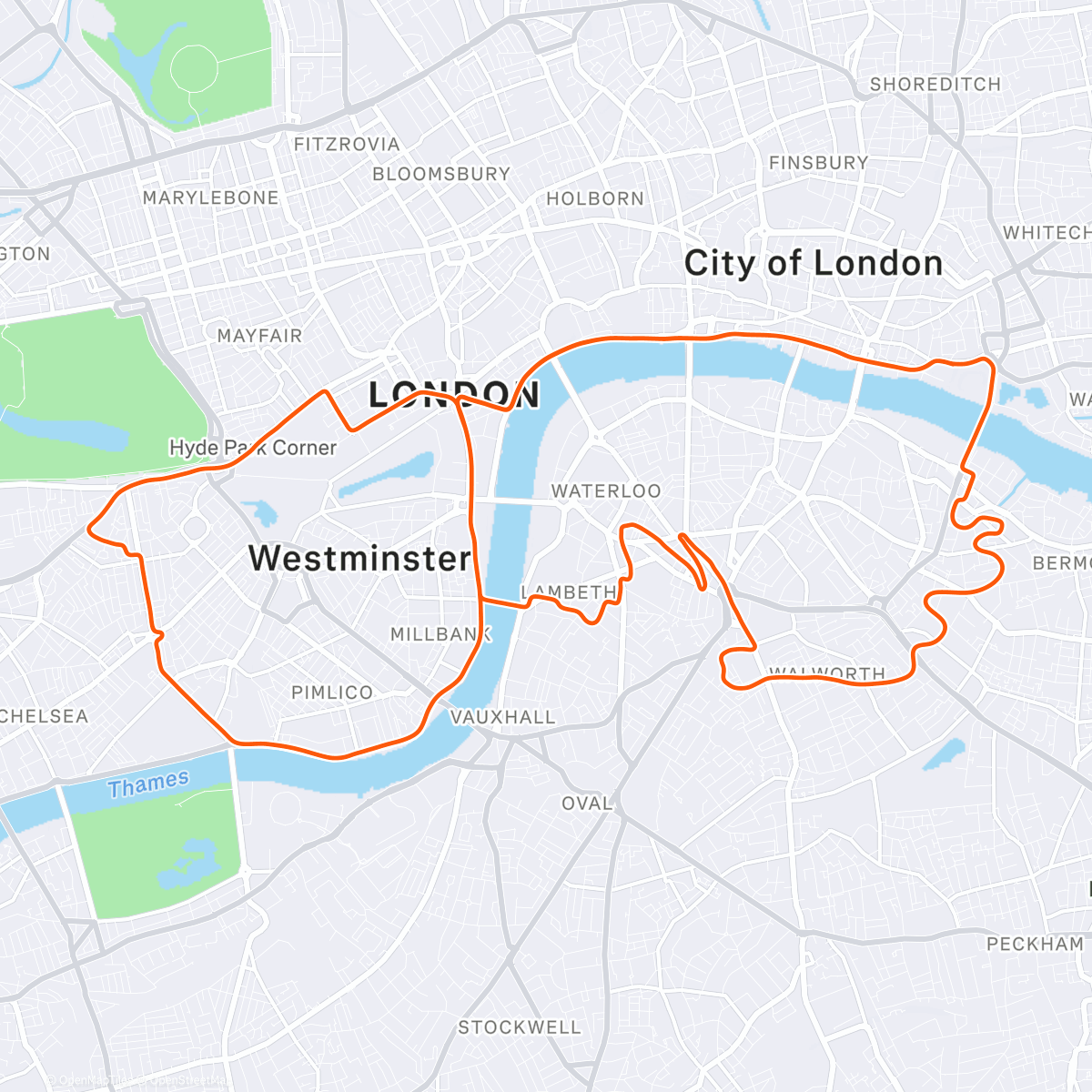 Mappa dell'attività Zwift - Greater London 8 in London