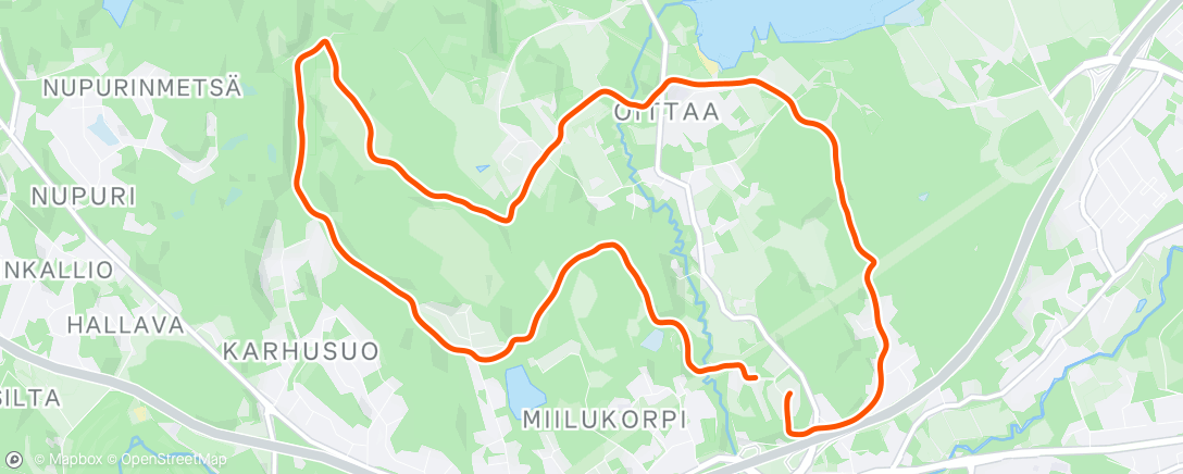 Map of the activity, Afternoon Run