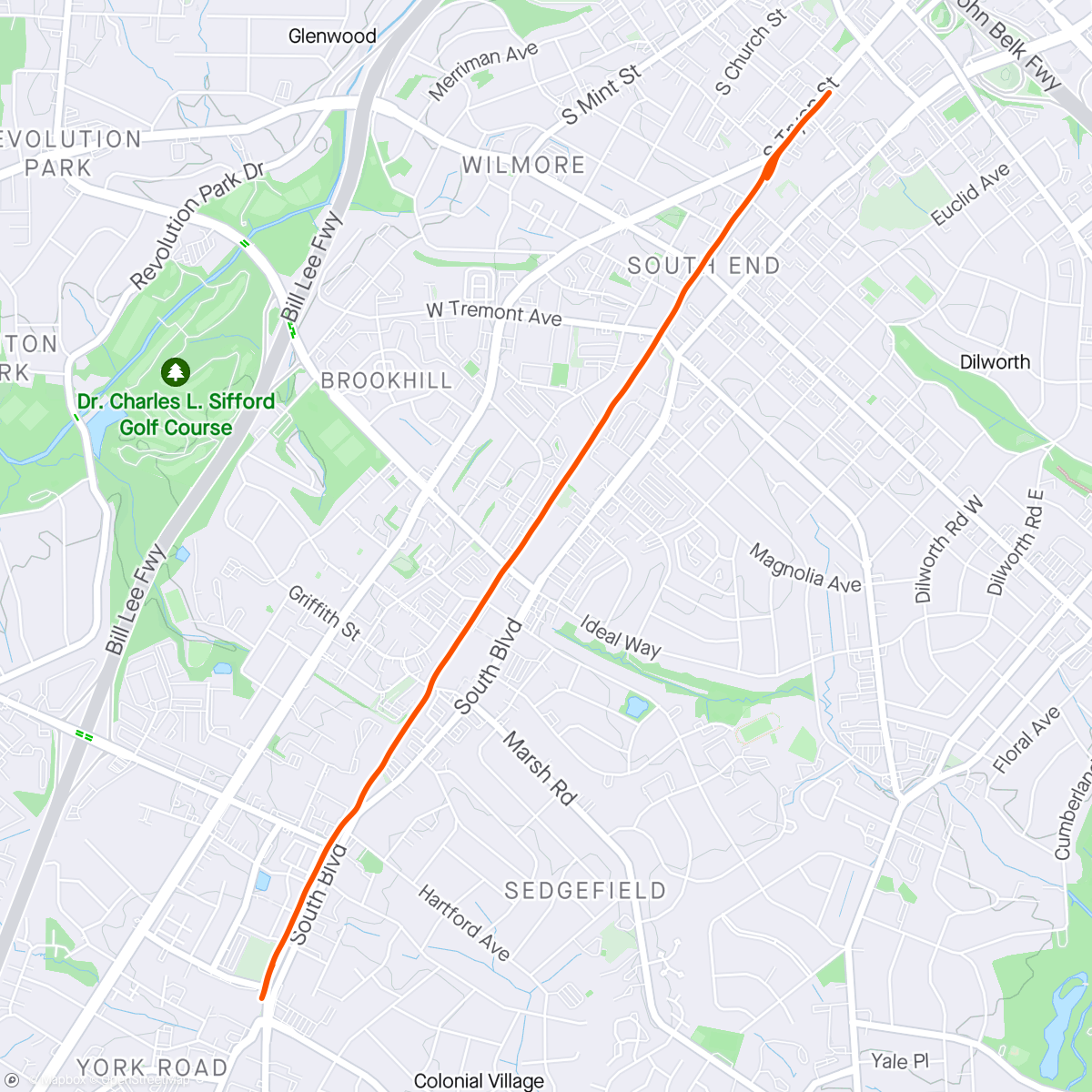 Map of the activity, Never run in South End during lunch time.