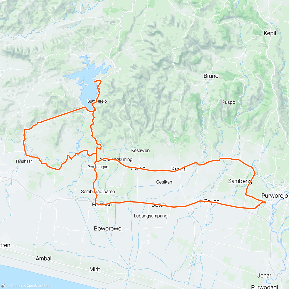 Map of the activity, 29th Ride (2024): Wadaslintang-Lubangsewu
