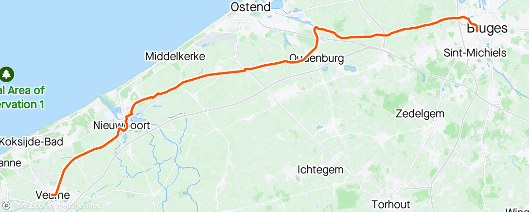 Karte der Aktivität „Brugge - Veurne”
