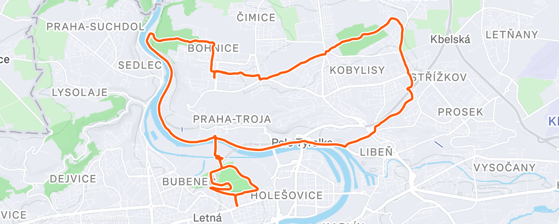 Карта физической активности (Bohnice, Kobylisy 🚴❄️👍)