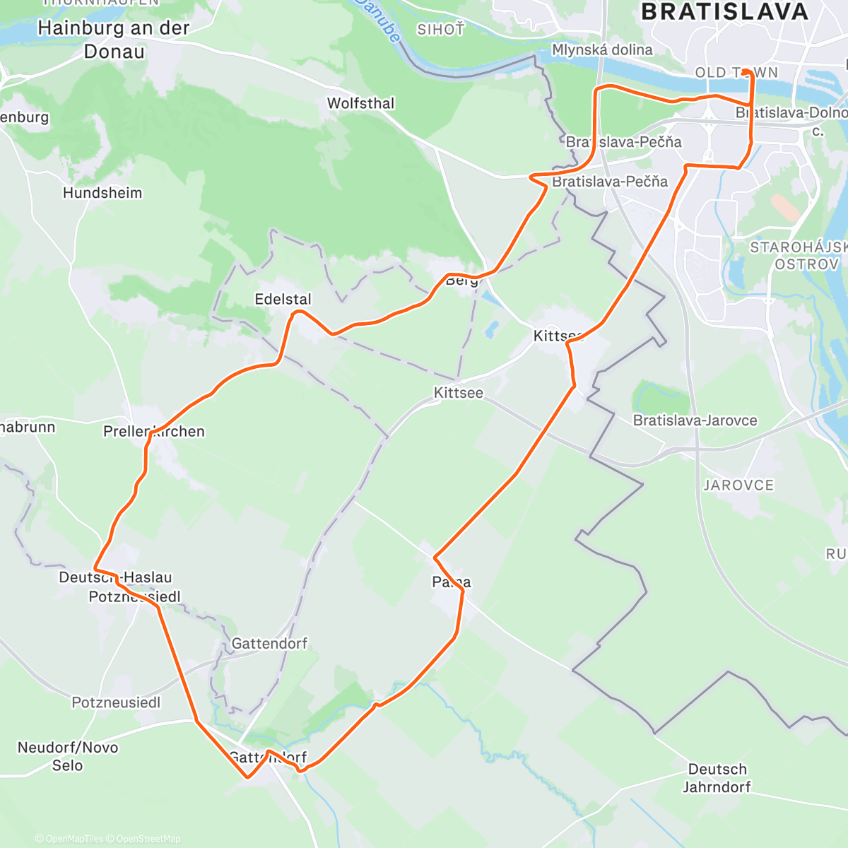 Map of the activity, Prellenkirchen - Gattendorf