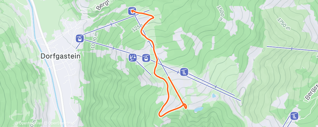 Map of the activity, Skiabfahrt zur Mittagszeit