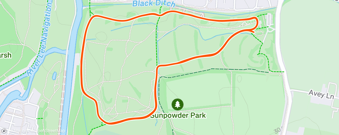 Map of the activity, Gunpowder Parkrun