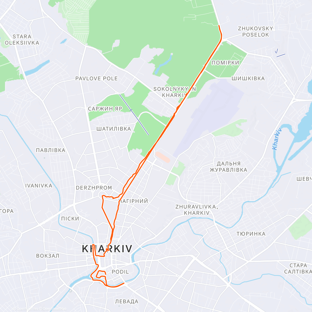 Map of the activity, Забіг у 20.27 рік 😀 Справжня зима у Харкові 🏃❄️
