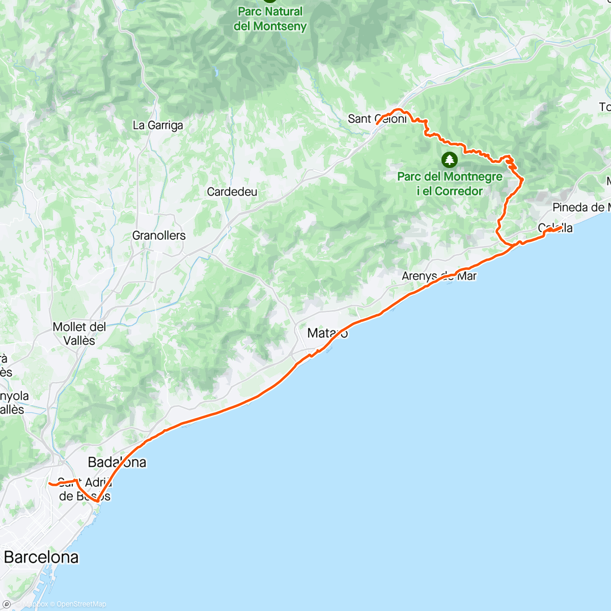 Map of the activity, Gravel St Celoni - St Pol - Calella - BCN