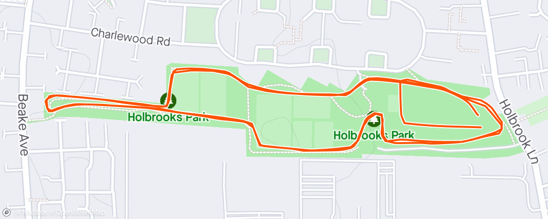 Map of the activity, Holbrooks parkrun