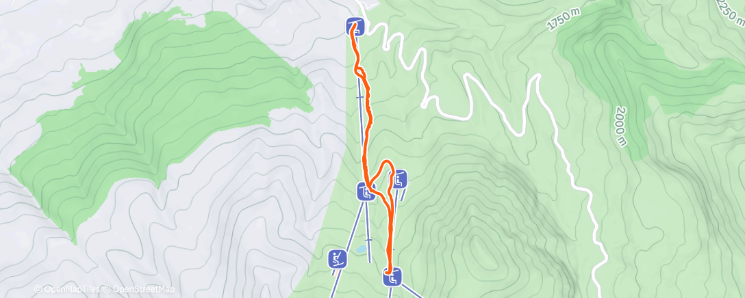 Map of the activity, Esquí fuera de pista por la tarde
