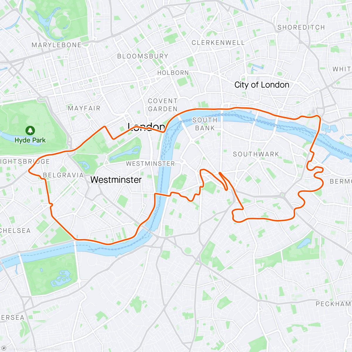 Mappa dell'attività Zwift - Endurance Miles 1.00hrs in London