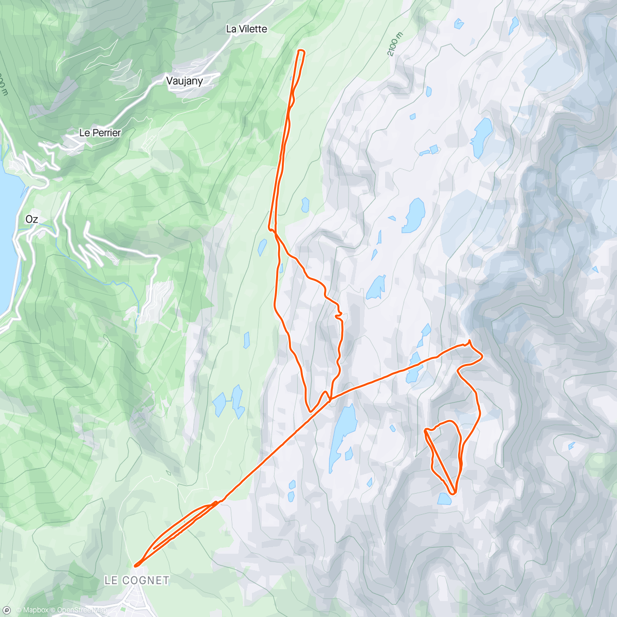Map of the activity, Spring snow jibbing