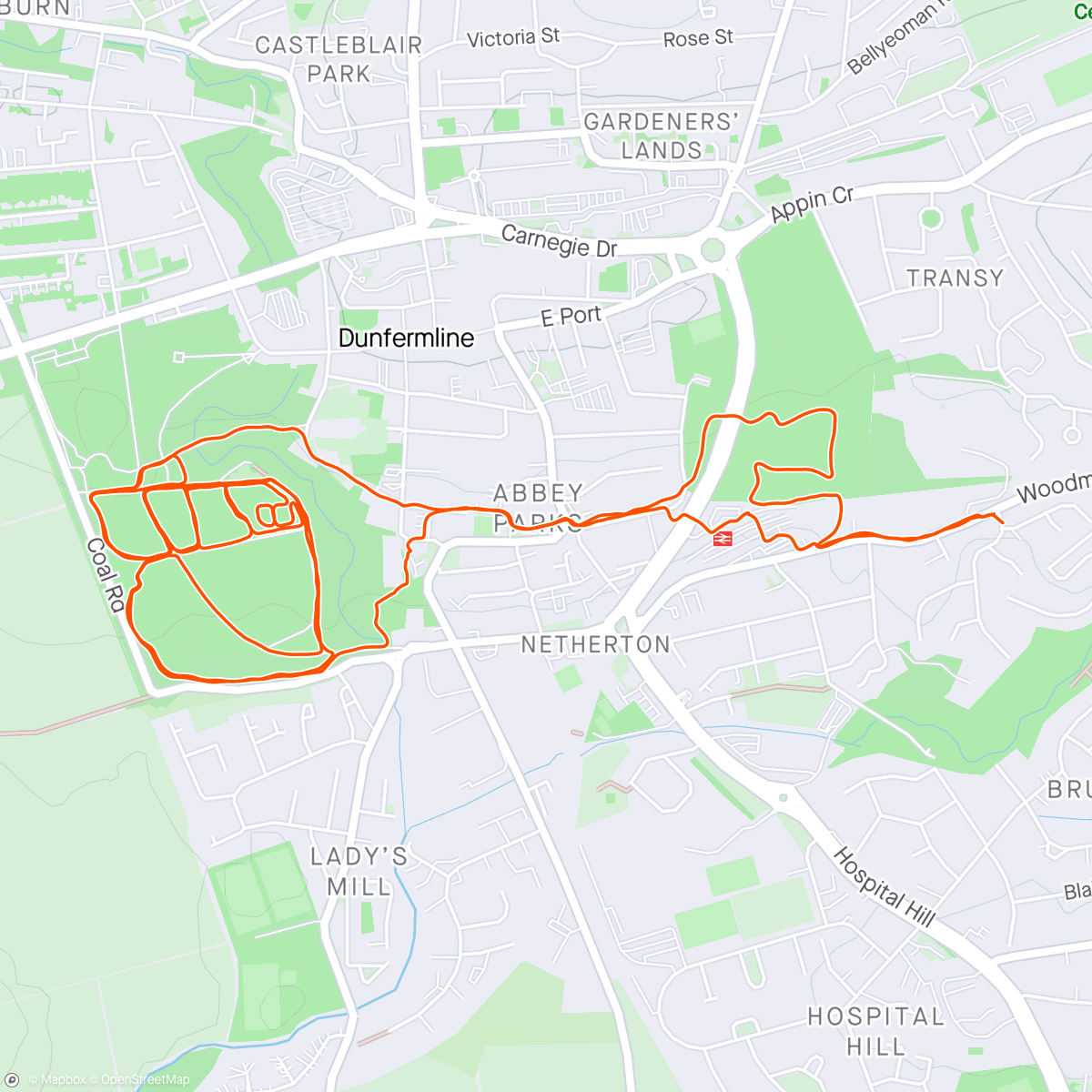 Map of the activity, Post work run after day of spreadsheets