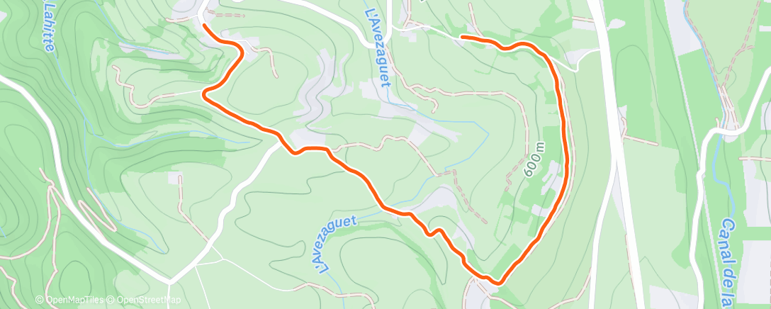 Map of the activity, Course à pied dans l'après-midi