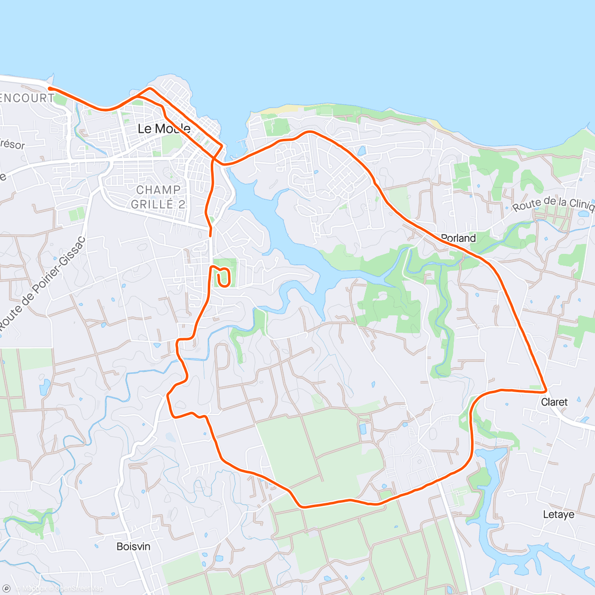Map of the activity, 30ieme édition des 15 km du Moule