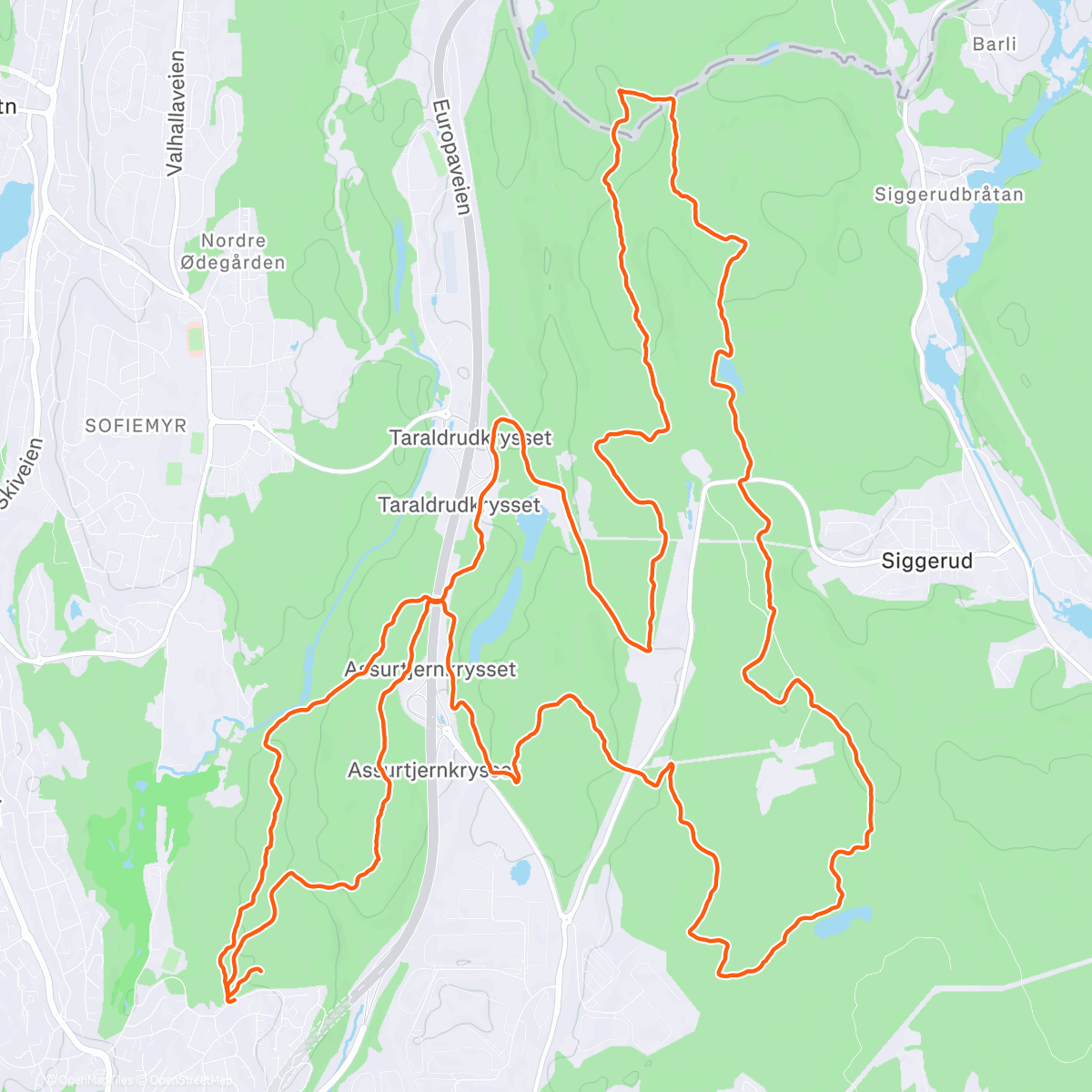 アクティビティ「10x7min på sti og i skiløyper」の地図