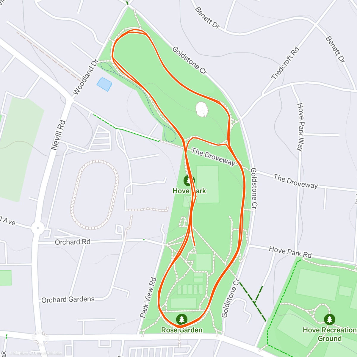 Map of the activity, Brighton & Hove Parkrun
