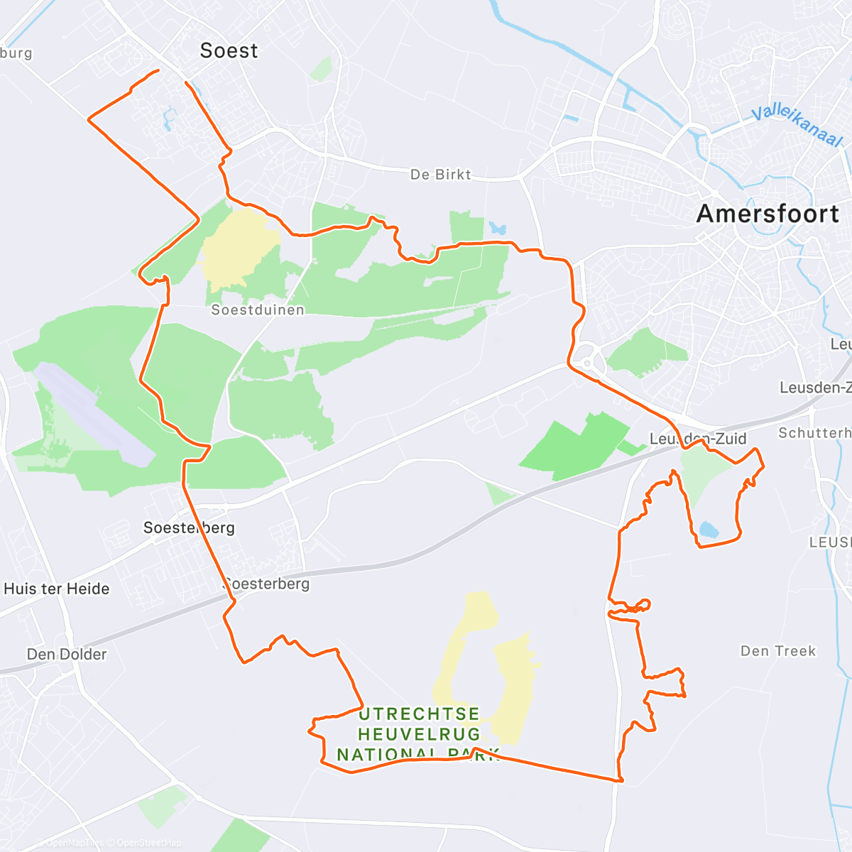 Map of the activity, Middagrit op mountainbike